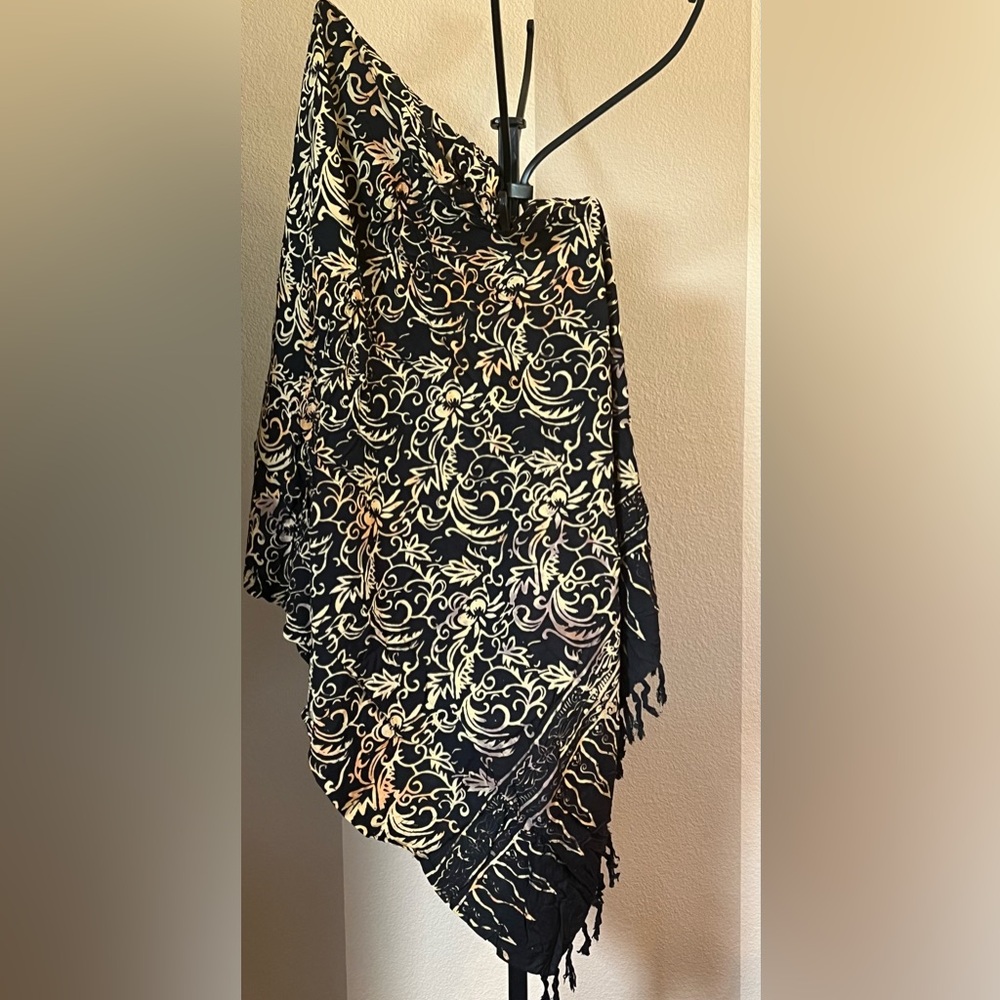 Elegant Black and Gold Patterned Shawl/ Wrap/ Convertible Dress